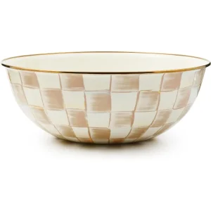Brown-and-White Mocha Check Serving Bowl