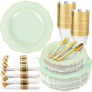 350PCS Light Green Plates