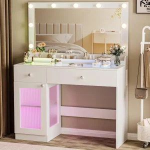 Vanity Desk with Large Mirror