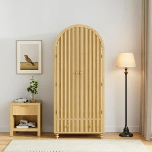 Mid-Century Arched Wooden Wardrobe
